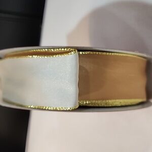 Kirkland Gold/Ivory Reversible Wire-edged Ribbon, 1-1/2" x  50 yards